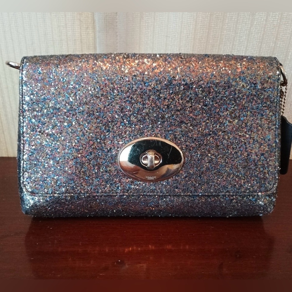 Coach Sparkle Crossbody Bag in Silver and Blue - Picture 2 of 6